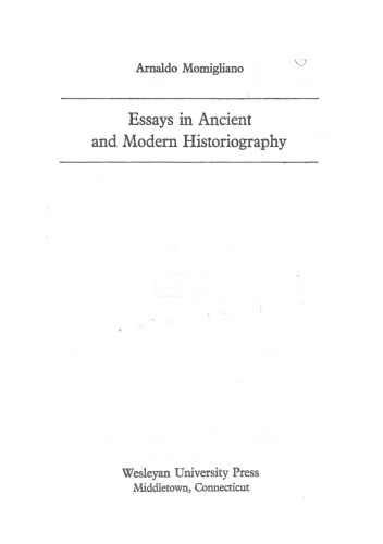 Essays in Ancient and Modern Historiography