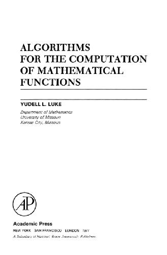 Algorithms for the computation of mathematical functions