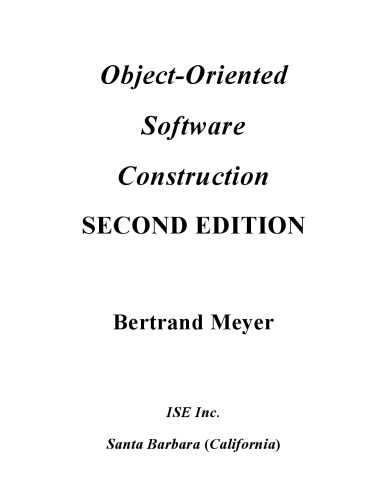 Object-Oriented Software Construction (Book/CD-ROM)