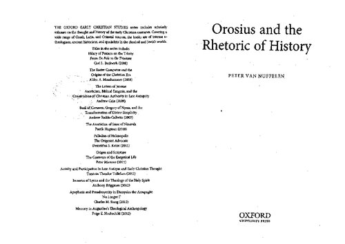 Orosius and the Rhetoric of History