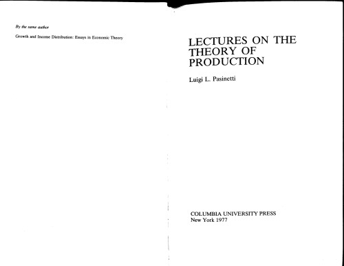 Lectures on the Theory of Production