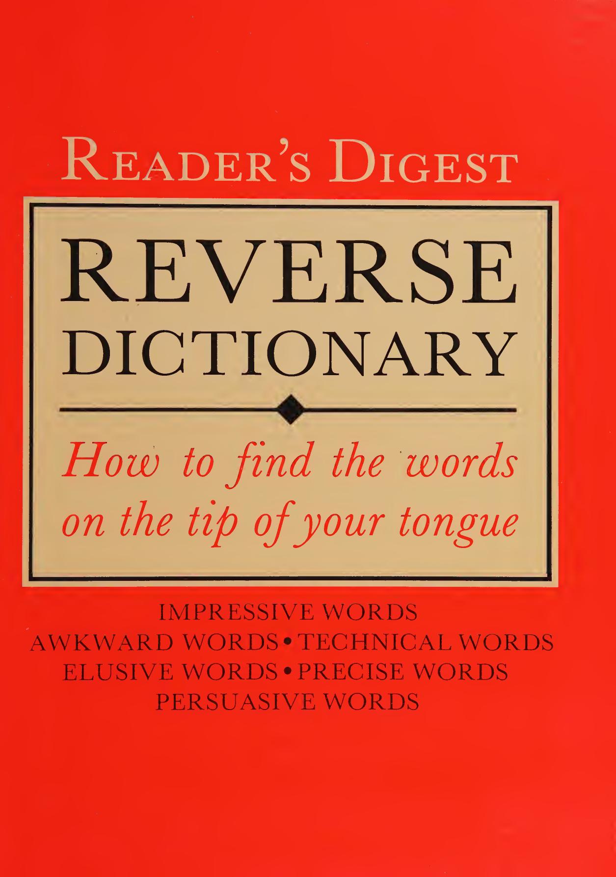 Reverse Dictionary (Readers Digest)