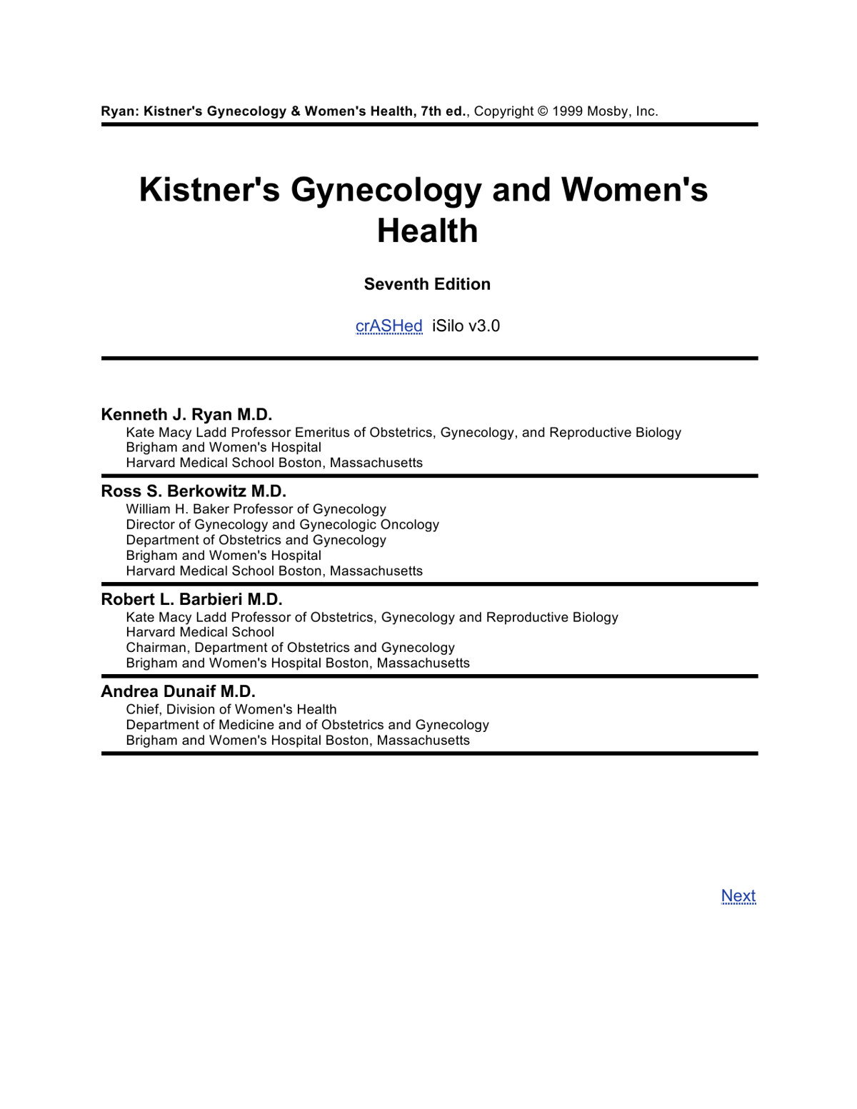 Kistner's Gynecology and Women's Health