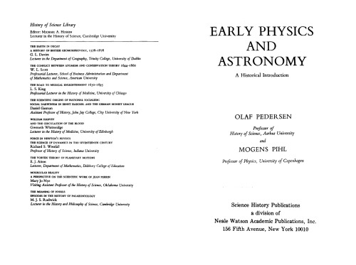 Early Physics and Astronomy (History of Science)