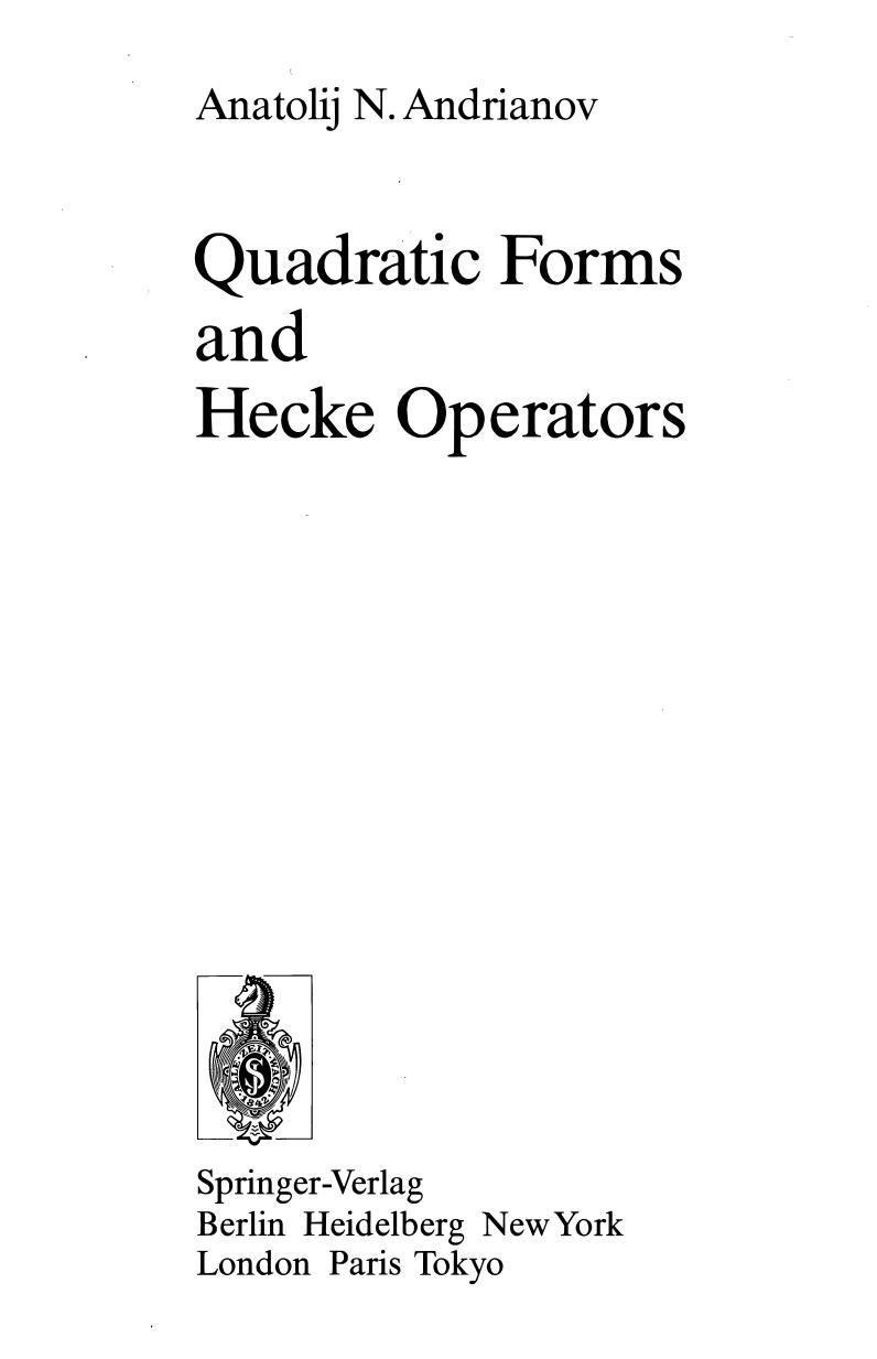 Quadratic Forms And Hecke Operators