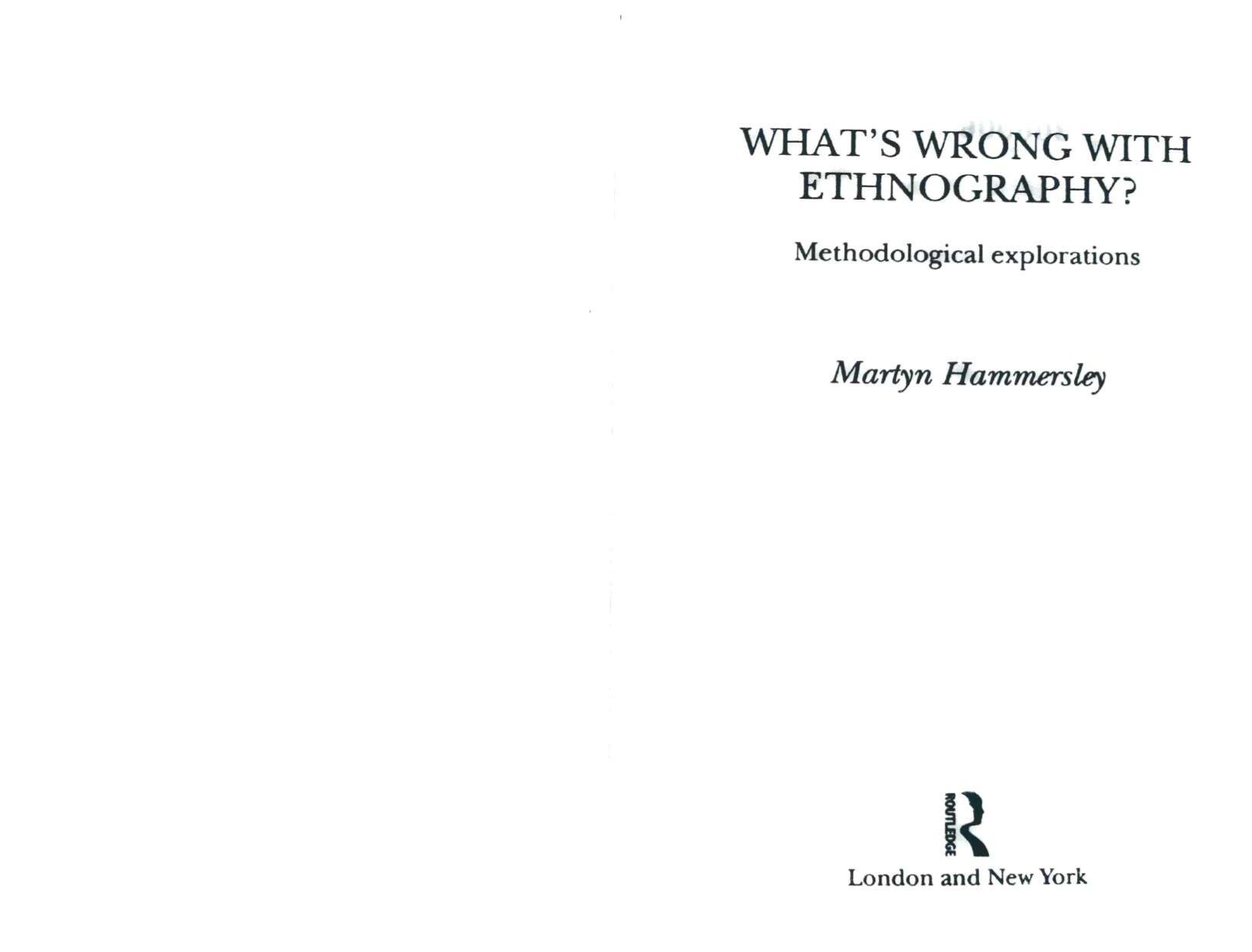 What's Wrong with Ethnography?