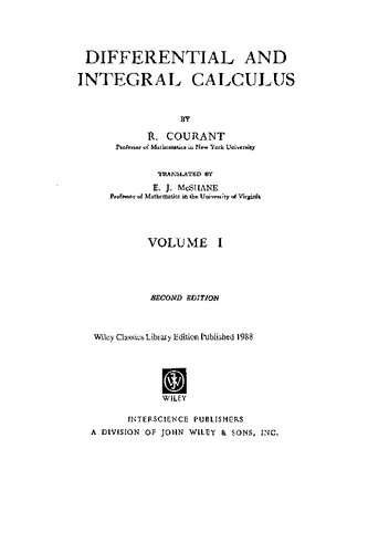 Differential And Integral Calculus, Vol. 1 (Volume 1)