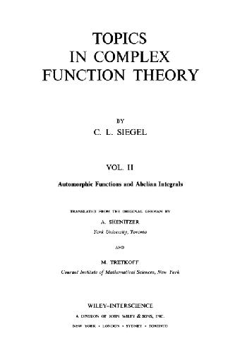 Topics in Complex Function Theory, Vol. 2