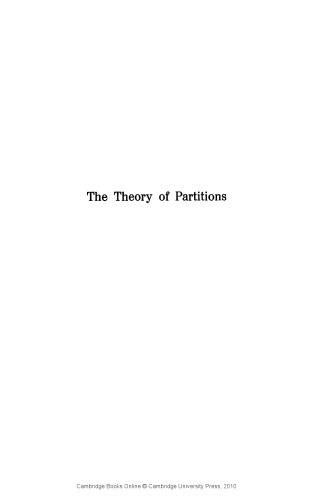 The Theory of Partitions