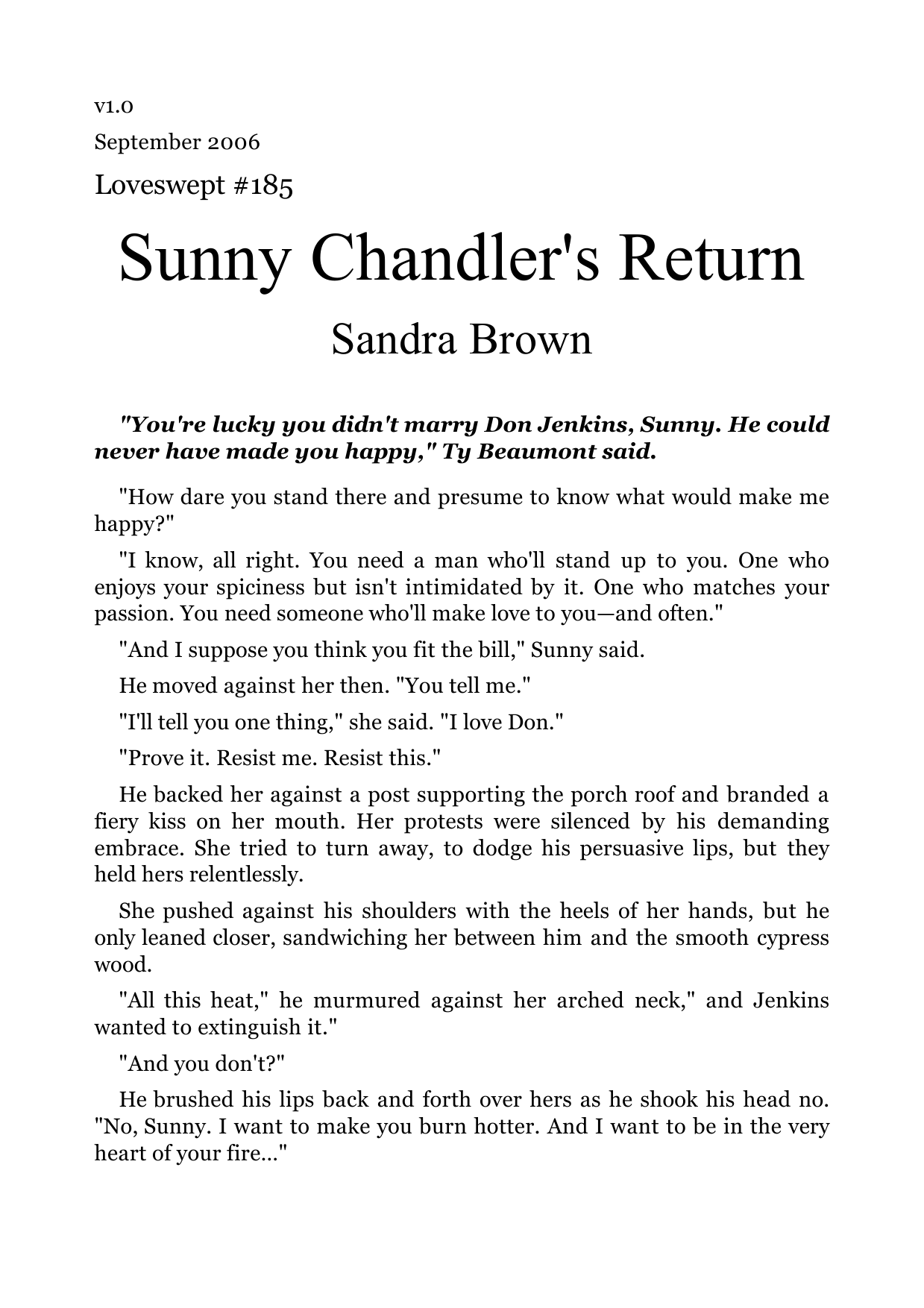 Sunny Chandler's Return