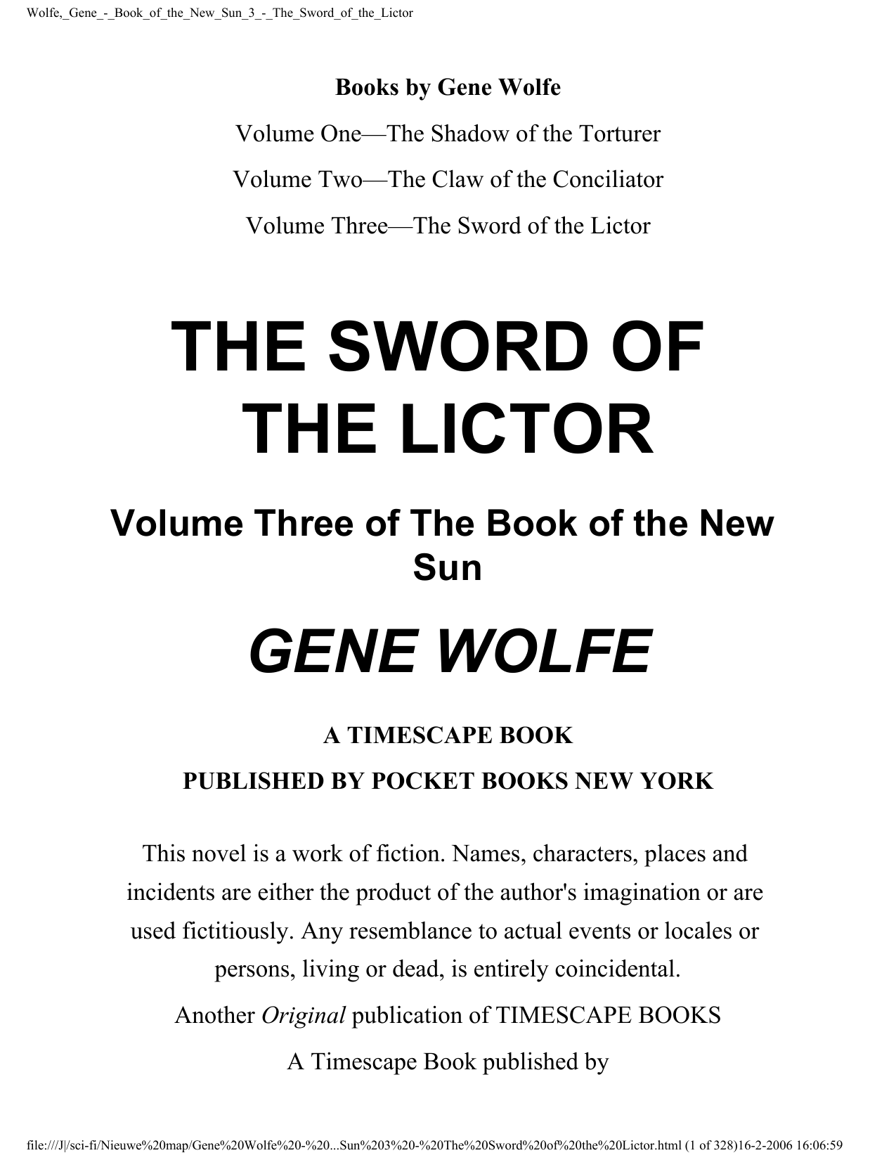 The Sword of the Lictor