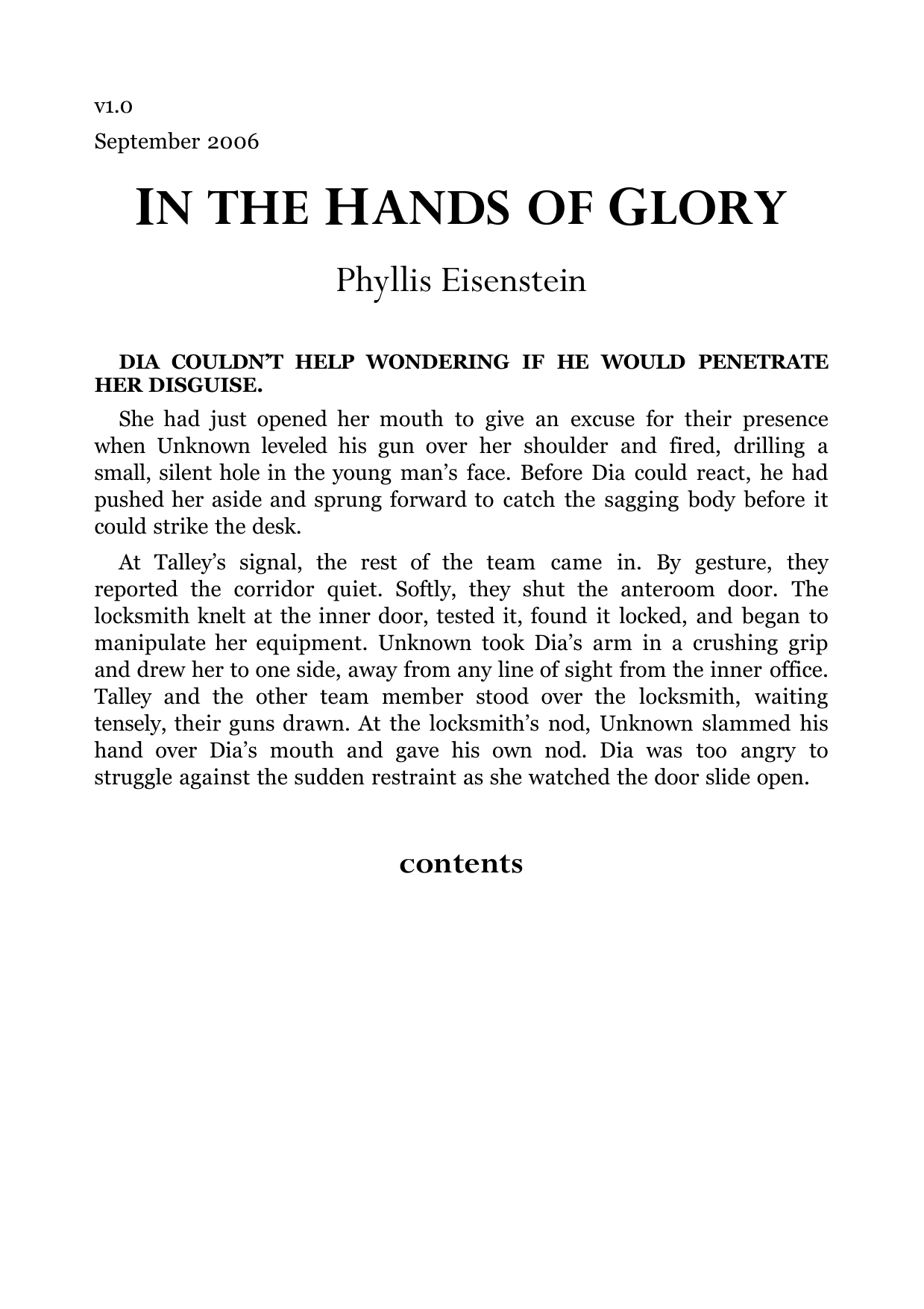 In the hands of glory