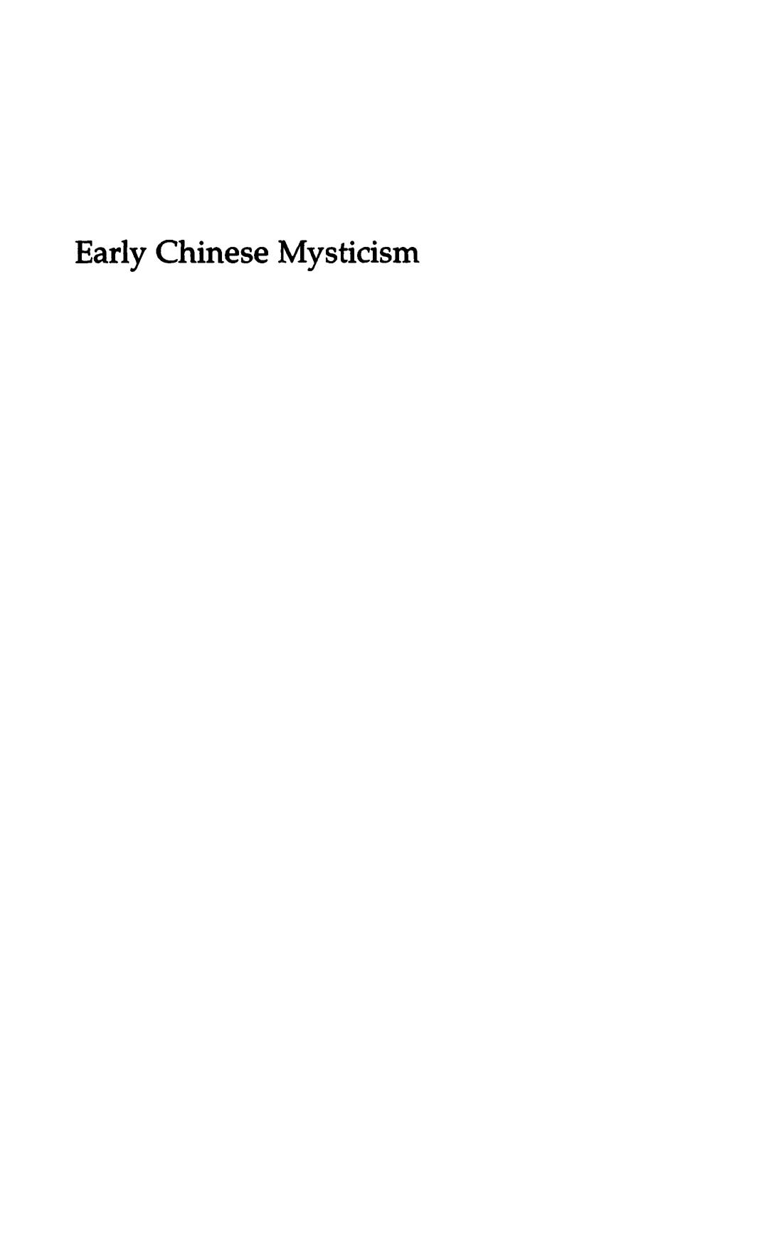 Early Chinese Mysticism