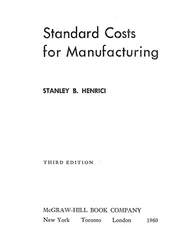 Standard costs for manufacturing