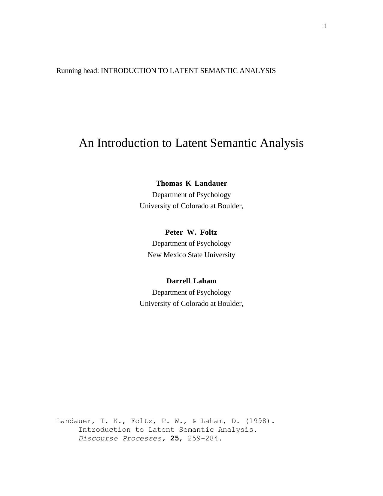 Handbook of Latent Semantic Analysis