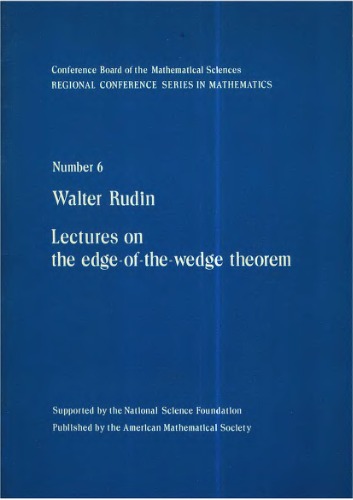 Lectures on the edge-of-the-wedge theorem.