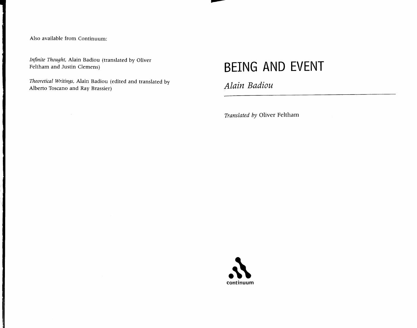 Being and Event