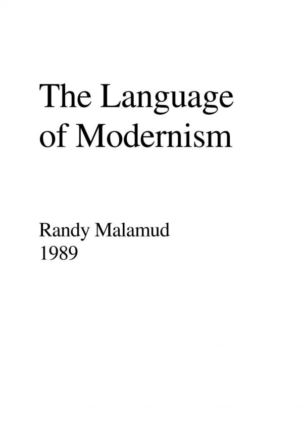 The Language Of Modernism