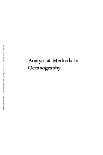 Analytical Methods in Oceanography.