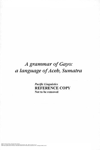 A Grammar Of Gayo