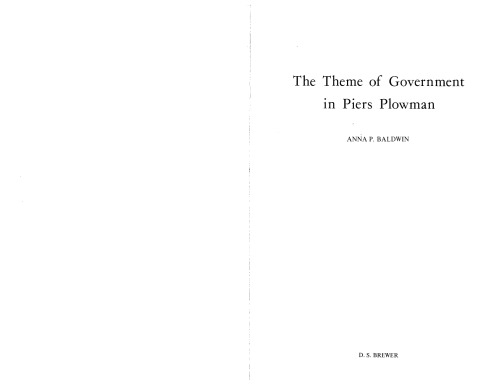 The Theme of Government in Piers Plowman