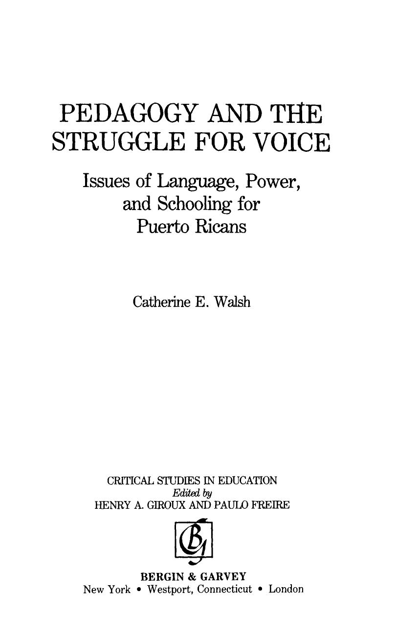 Pedagogy and the Struggle for Voice