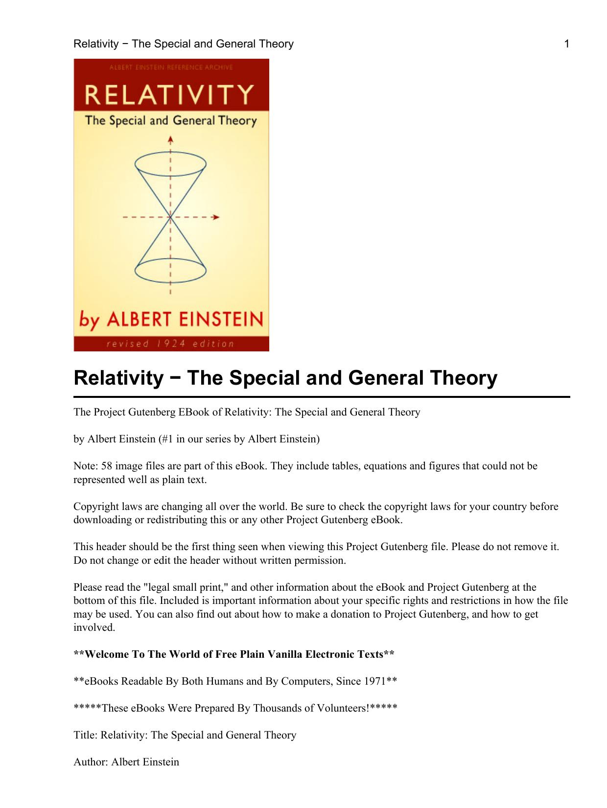 Relativity - The Special and General Theory