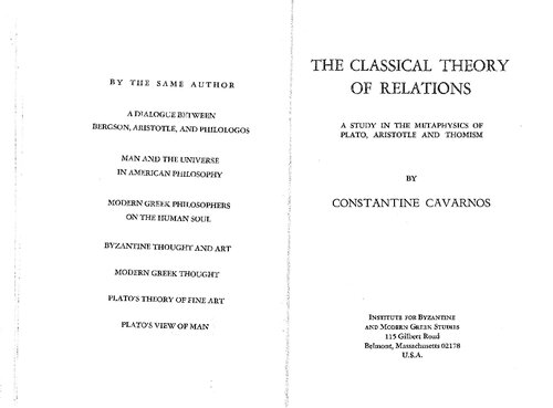 The Classical Theory of Relations