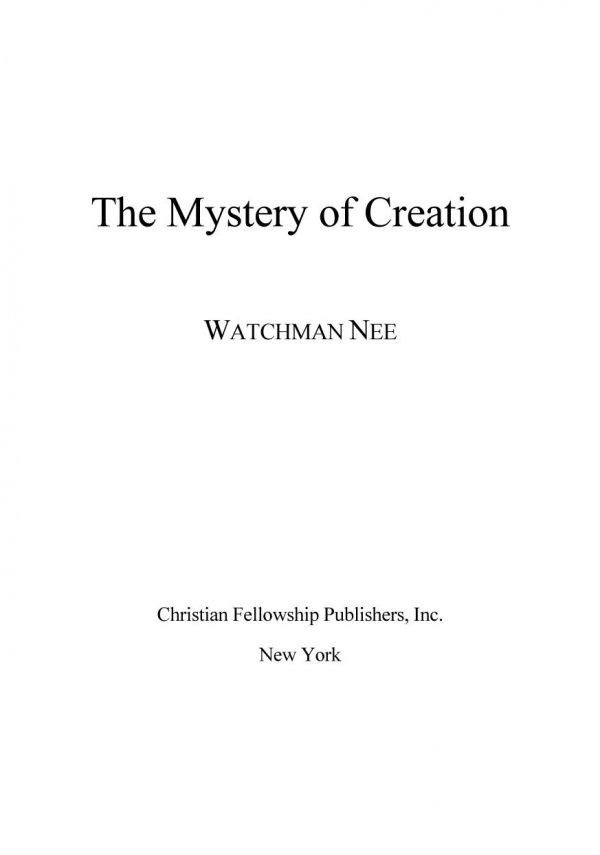 Mystery of Creation