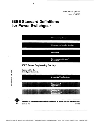 IEEE standard definitions for power switchgear