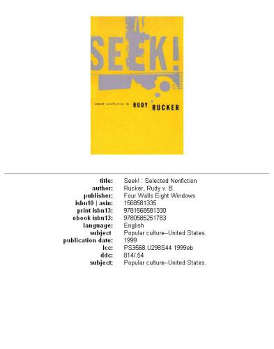 Seek! Selected Nonfiction