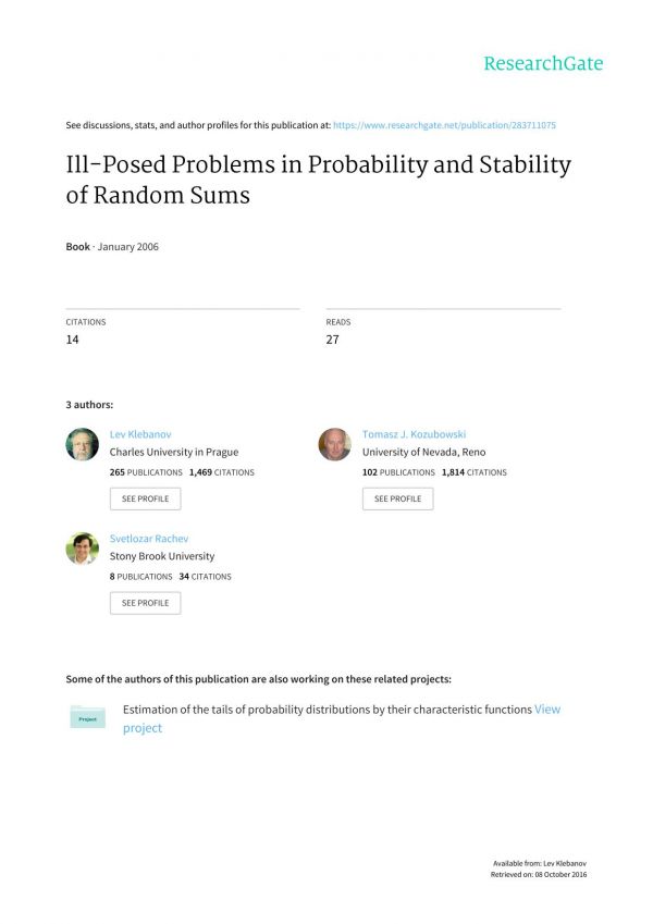 Ill-Posed Problems in Probability and Stability of Random Sums