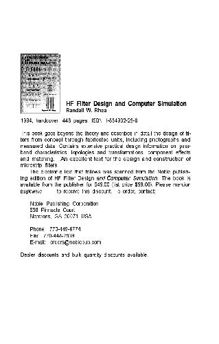 Hf Filter Design and Computer Simulation