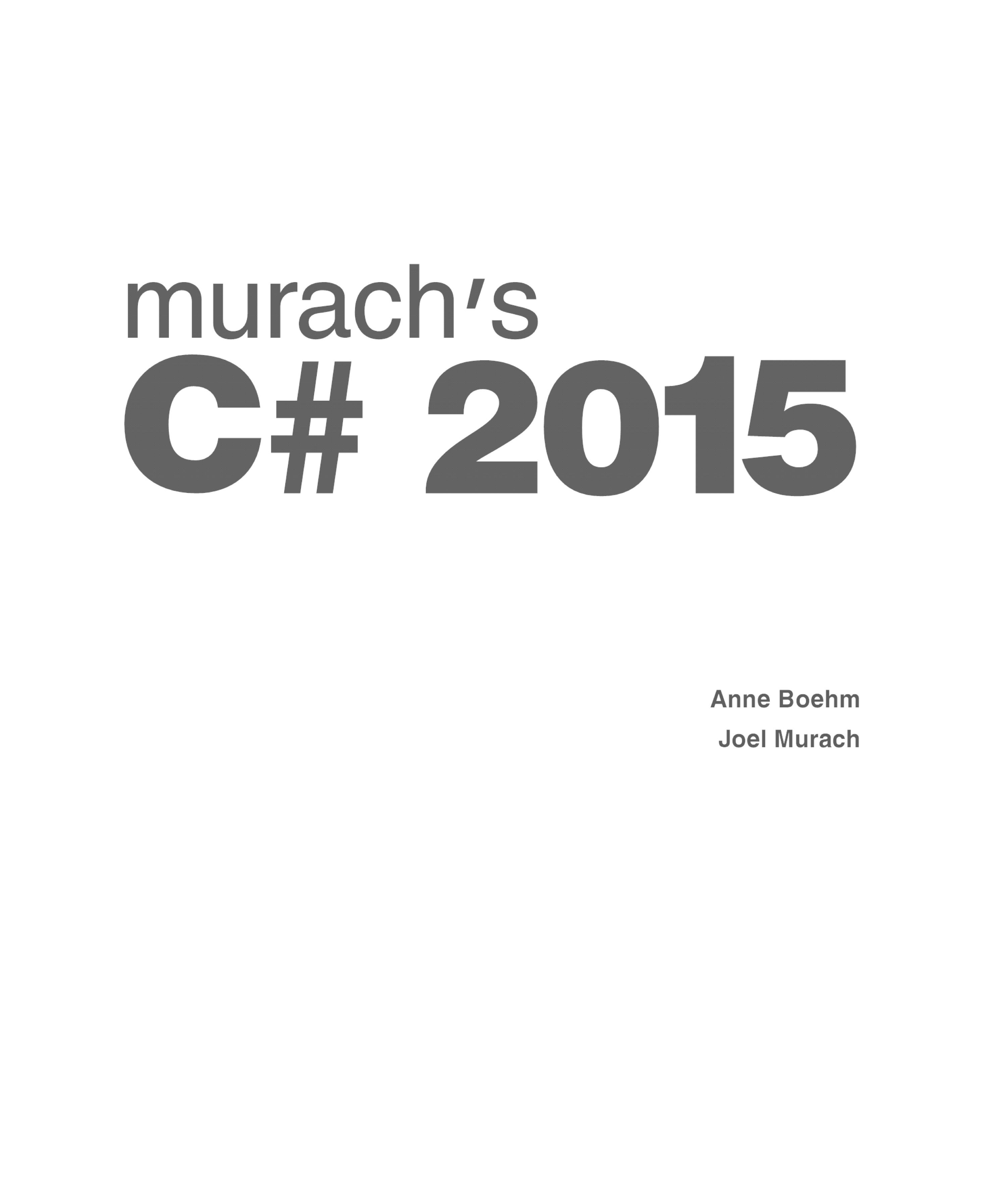 Murach's C#