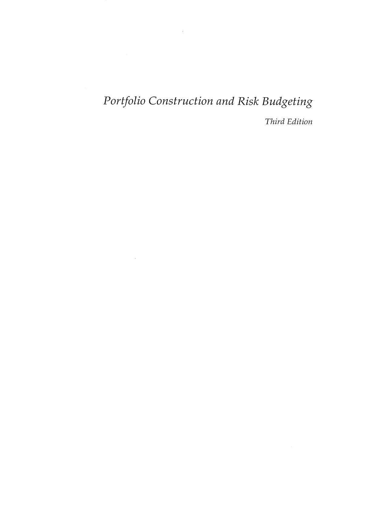 Portfolio Construction and Risk Budgeting