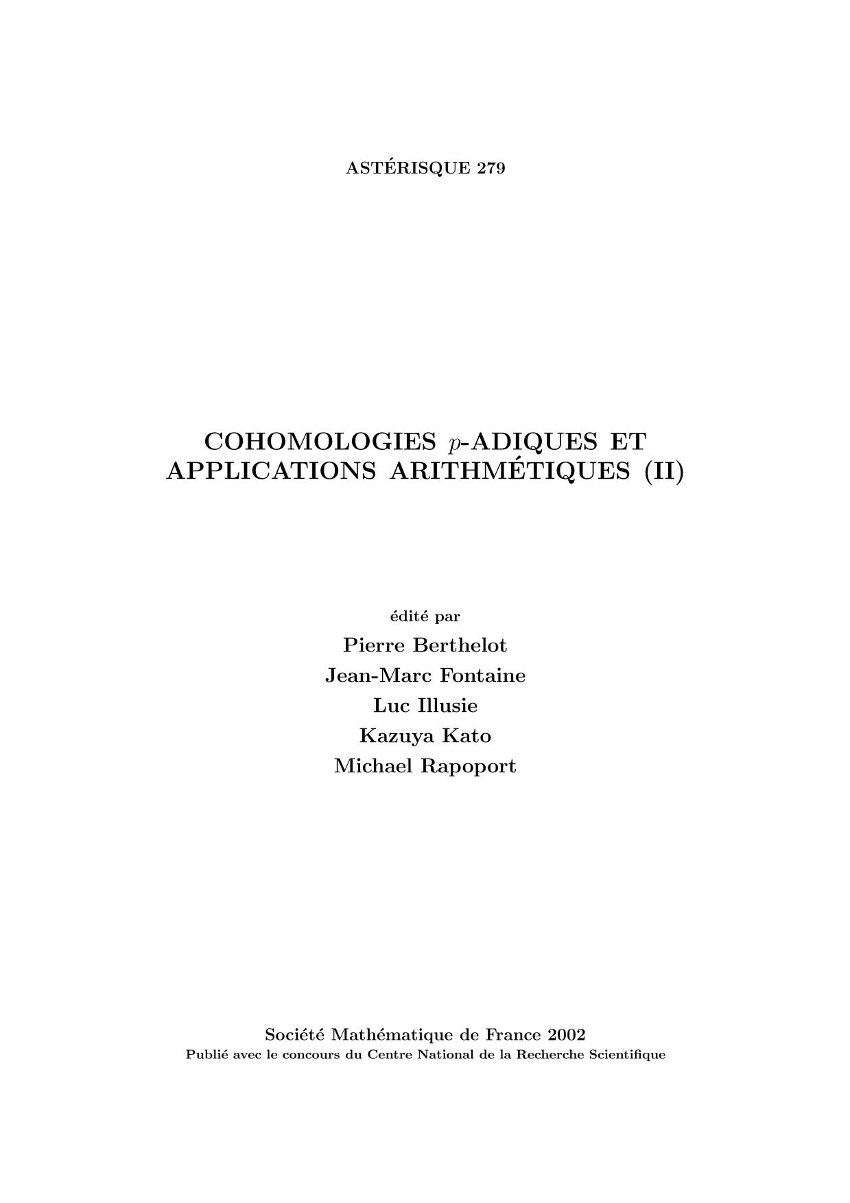 Cohomologies p-adiques et applications arithmétiques