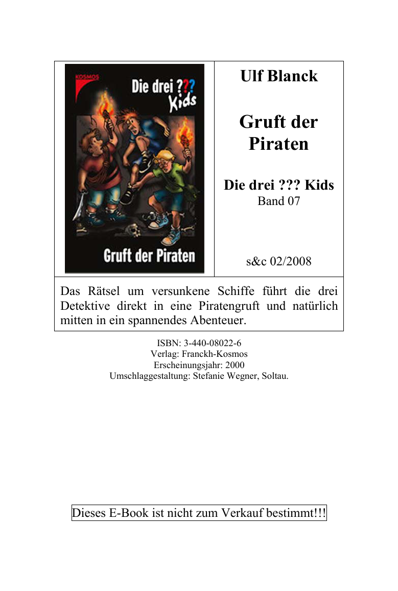 Die drei Fragezeichen-Kids, Bd.7, Gruft der Piraten