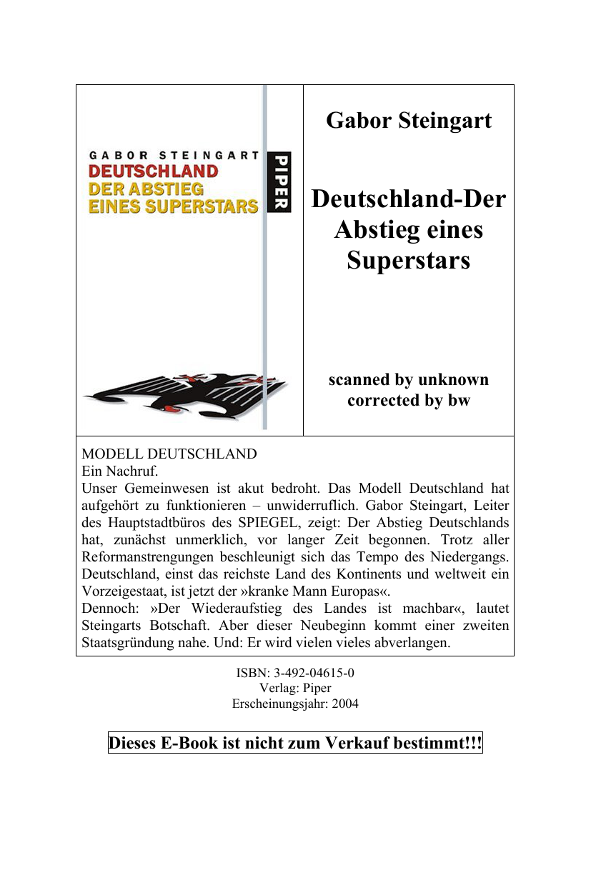 Deutschland, Der Abstieg Eines Superstars