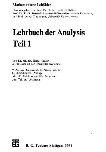 Lehrbuch der Analysis 1