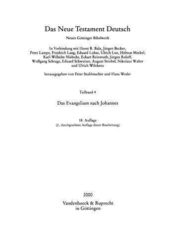 Das Neue Testament Deutsch (Ntd), 11 Bde. In 13 Tl. Bdn., Bd.4, Das Evangelium Nach Johannes
