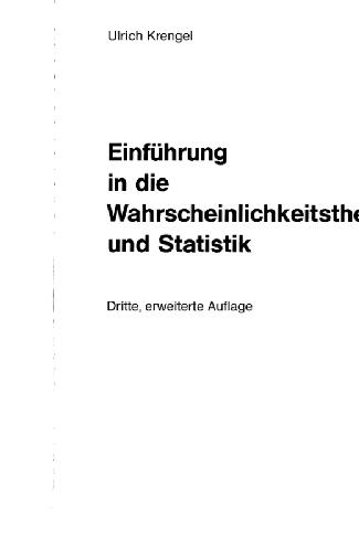 Einführung in die Wahrscheinlichkeitstheorie und Statistik