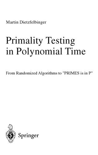 Primality Testing In Polynomial Time