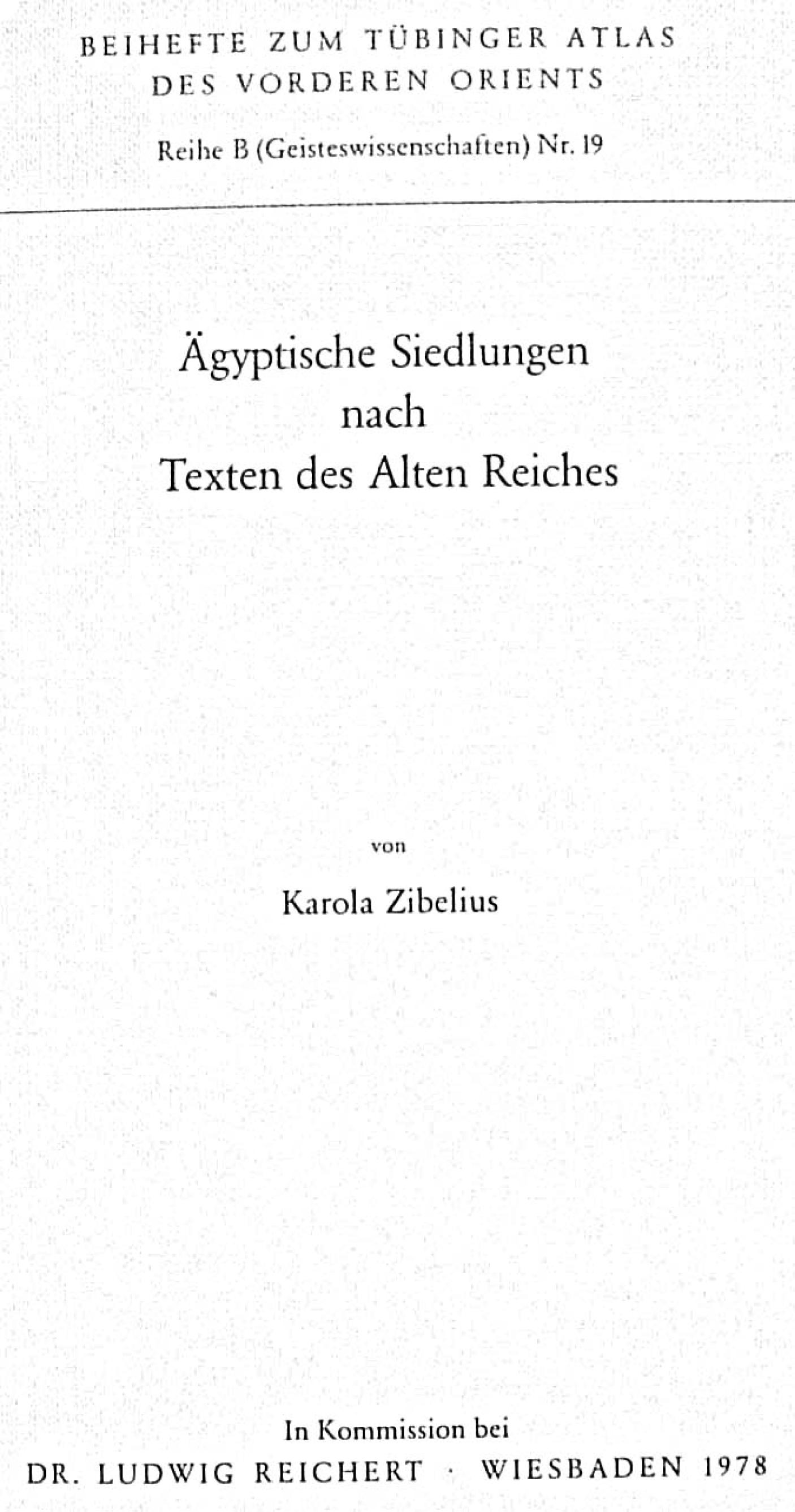 Agyptische Siedlungen Nach Texten Des Alten Reiches