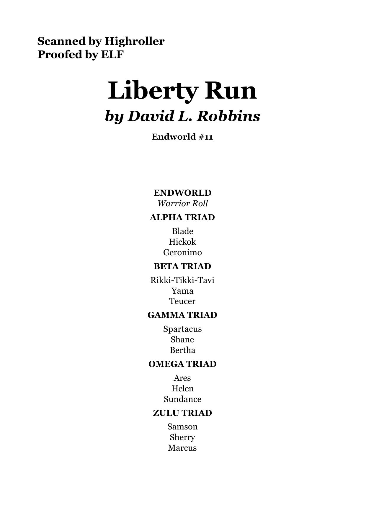 David L Robbins Endworld 11 Liberty Run