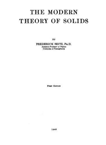 The Modern Theory of Solids