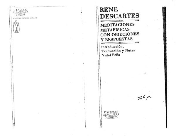 Meditaciones metafísicas con objeciones y respuestas