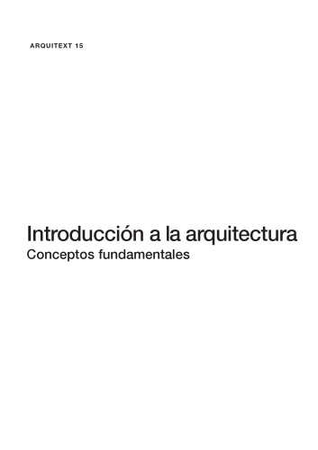 Introduccin̤ a la arquitectura : conceptos fundamentales