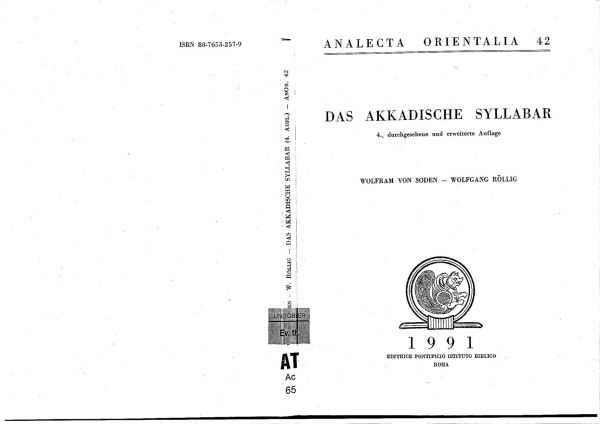Das Akkadische Syllabar (Analecta Orientalia)