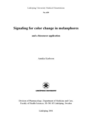 Signaling for color change in melanophores : and a biosensor application