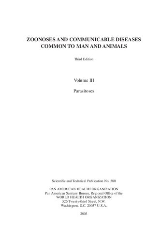 Zoonoses And Communicable Diseases Common To Man And Animals, Vol. Iii